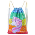 Kids Flip Sequin Unicorn Drawstring Backpack for Outdoor Sports